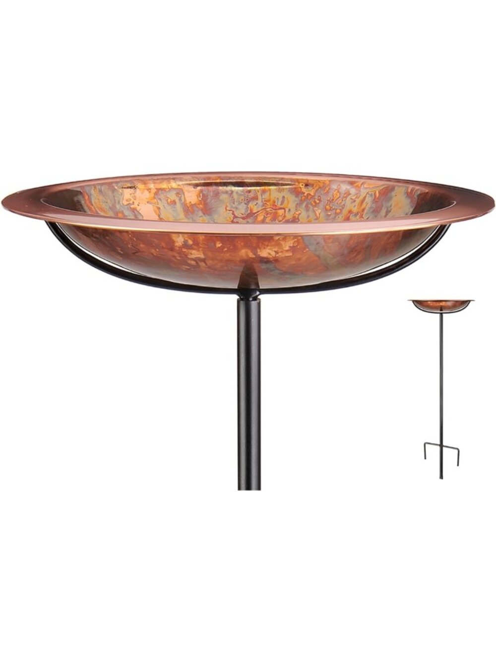 Elegant Copper Bird Bath on Garden Pole - 13” Outdoor Decor for Birds